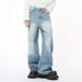 New Product, Retro Multi-color Old Polished White Wide-leg Straight Jeans_mkmklike.com