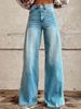Ladies Eye‑Catching Y2k Flare Bottoms, Vintage Washed Star All‑Over Print High Waist Wide Leg Pants, Multiple Available Hues_mkmklike.com