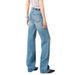 Women's High Waist Slim Straight Leg Jeans - Light Blue Stretch Comfort Fit Slimming Versatile Trousers_mkmklike.com