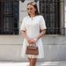 Women's Clothing new fashion round neck single breasted short sleeve slim knitted mini dress_mkmklike.com