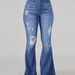 Women's Clothing Internet Celebrity High Elastic Ripped Jeans High Waisted Flared Trousers _mkmklike.com
