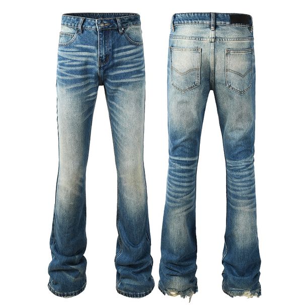 26 New Men Ripped Blue Unisex Jeanss Mens FlarePants Boutique Knee Hole Cargo Pants_mkmklike.com