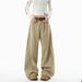 American Khaki Tooling Jeans Women's Spring And Autumn High-waisted And Thin Casual Pants Retro And Old Versatile Scimitar Pants_mkmklike.com