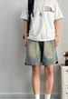 2025 American High Street Denim Shorts Men's Retro Loose Casual Versatile Straight Tube Thin Embroidered Five-point Pants_mkmklike.com