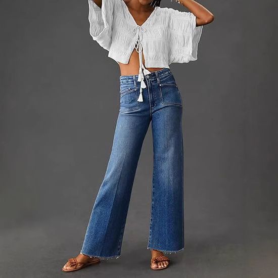 Women's Clothing High-Waisted Stretch Jeans For Women – Relaxed Fit, Flared Bootcut (S-5XL, Comfortable Denim, Streetwear & Casual)_mkmklike.com