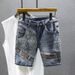 Men's Stretch Denim Shorts - Summer Fashion Slim Fit Embroidered Casual Cargo Shorts For Streetwear_mkmklike.com