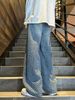 Hong Kong Style Men's Clothing 2024 New Summer Large Size American Jacquard Washed Jeans Men's Loose Straight Mopping Pants_mkmklike.com
