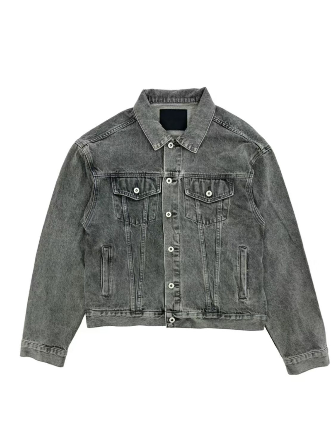 Version Handsome Trendy Couple Style Casual Washed Vintage Grey Hip Hop Same Denim Jacket_mkmklike.com