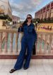Women's Denim Two-Piece Suit - Long Sleeve Jacket With Collar & Pockets + Belted Straight-Leg Pants (Casual Chic, Office Wear, Stretch Comfort Fit)_mkmklike.com