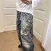 American Retro High Street Wide-leg Pants Chain Printed Jeans Trendy Brand Loose Wide-leg Mopping Pants_mkmklike.com