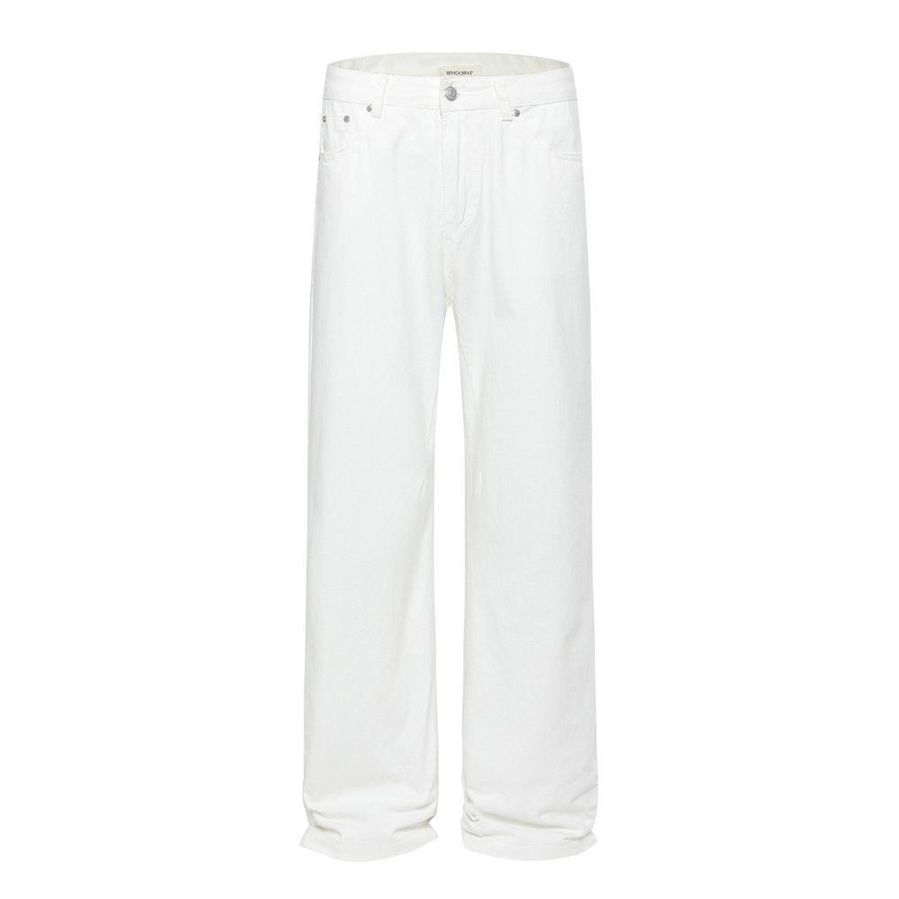 Men's Clothing Street Trend Loose Straight Pants Vibe Solid Color Mopping Wide Leg Long Pants_mkmklike.com