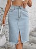 Women's Clothing Simple Denim Skirt Fashionable Hip Wrapped Slit Skirt_mkmklike.com