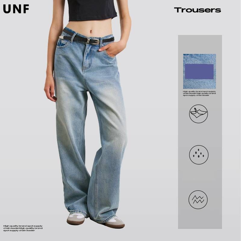 Men's Clothing Vintage Washed Straight-Leg Jeans For Men & Women | 100% Cotton Comfort | Classic Light Blue Denim | Casual Everyday Wear_mkmklike.com