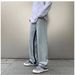 Men's Retro Style Loose Fit Denim Jeans Fashion Cropped Simple Design_mkmklike.com