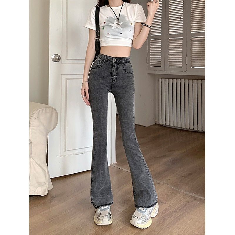 Vintage Jeans For Women Spring 2024 New Waist Slimming American High Street Slightly Flared Bootcut Pants_mkmklike.com