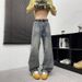 Men's Trendy High-End Washed Straight Leg Jeans Retro Splatter Paint Whiskered Scimitar Denim_mkmklike.com