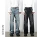 Distressed Graffiti Streetwear Jeans For Men - Loose Straight Leg Baggy Denim Pants With Hand-Painted Art_mkmklike.com