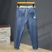 Factory Direct Sales Trendy Brand Hand-worn 9-point Pants Men's Thin Material Slim And Thin Small Feet Large Size Harlan Jeans 9 Points_mkmklike.com