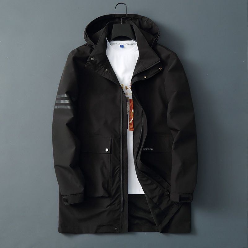 Lunar Apex 2024 New Men's Youth Trendy Plus Size Oversized Mid-Length Stand Collar Hooded Trench Coat Jacket_mkmklike.com
