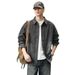 Pulse European And American Retro Tough Guy Turn-down Collar Black Shirt 2025 Autumn New Simple Denim Jacket Coat Men_mkmklike.com