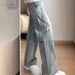 Men's Clothing Men's Style Casual Ripped Jeans Straight Leg Slim Fit Washed Distressed Yellow Mud Dye Fashionable Piled Up Long Pants_mkmklike.com
