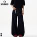 Men's Classic Straight-Leg Denim Jeans – Vintage Washed Blue/Black, Mid-Rise A-Line Fit For Streetwear & Casual Style_mkmklike.com