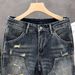 Retro Heavyweight Ripped Cargo Jeans Men's Loose Straight Leg Wide Leg Tapered Pants High Streetwear_mkmklike.com