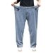 Large Size Men's Loose Elastic Straight Jeans Men's Solid Color Versatile High Waist Deep Gear Jeans Men's Clothing Factory_mkmklike.com