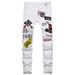 White Slim Stretch Skinny Jeans for Men Digital Print High Street Fashion Cross Border Spot Supply_mkmklike.com