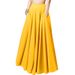 Women's Solid Color Half length Dress with pleats Elastic Waist Skirts_mkmklike.com