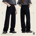 Unisex Korean-Style Straight Leg Denim Pants – Classic Black & White Casual Jeans (S-XL)_mkmklike.com