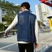 American Style New Trendy Brand Denim Vest Men's Loose Shoulder Cut Denim Jacket Men's Fat Plus Size Vest Fat_mkmklike.com