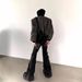 Qiushanfeng Men's High Street Vibe Pleated Bell Bottoms Heavy Washed Black And Gray Jeans Niche Design_mkmklike.com