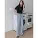 Women's High Waist Straight Leg Jeans 2024 Fall Trendy Loose Fit Wide Leg Flared Pants With Stretchy Comfort_mkmklike.com