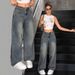 Women's Cross Border Trendy Jeans 2025 New Arrival Flowy, Loose Fit, High Waist, Slimming, Unique Long Pants_mkmklike.com