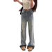 Women's Light Blue Flared Jeans With Firework Rhinestone Details – Fleece-Lined Winter Pants, High-Waisted Straight-Leg Denim For A Slimming Look_mkmklike.com