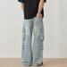 Men's Clothing & Archer0603 & American Streetwear High Street Washed Patchwork Straight Leg Loose Fit Jeans Men's Distressed Multi Pocket Pants_mkmklike.com