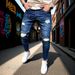 Men's Stretch Skinny Jeans - High Waist Slim Fit Denim Pants With Distressed Details & Comfortable Elastic Fabric For Casual Wear_mkmklike.com