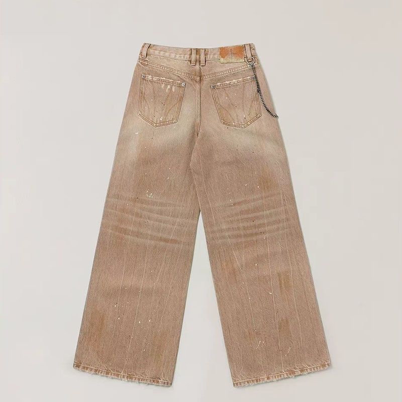 Clair Clair SMKK Wilderness Diamond Wide-Leg Jeans Handmade Heavy-Duty Distressed Loose Long Pants New Straight-Leg Casual Trousers_mkmklike.com