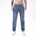 Men's Jeans, Fashionable And Casual, Blue Elastic Small Leg Pants, Slim Fit And Slimming, Embroidered Heavy-duty Men's Denim Pants_mkmklike.com