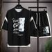 Men's Clothing Short-sleeved T-shirt men's two-piece set mid-sleeve hot sale 2024 new style trendy five-point sleeve top casual suit pure cotton_mkmklike.com