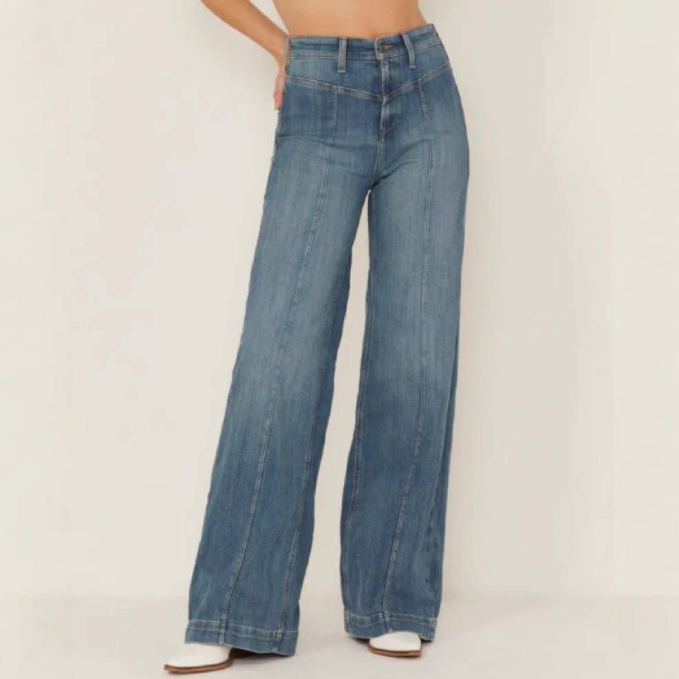 Women's Clothing Wide Leg Jeans High Waist Slim Taste Blue Drape Stretch Straight Pants_mkmklike.com