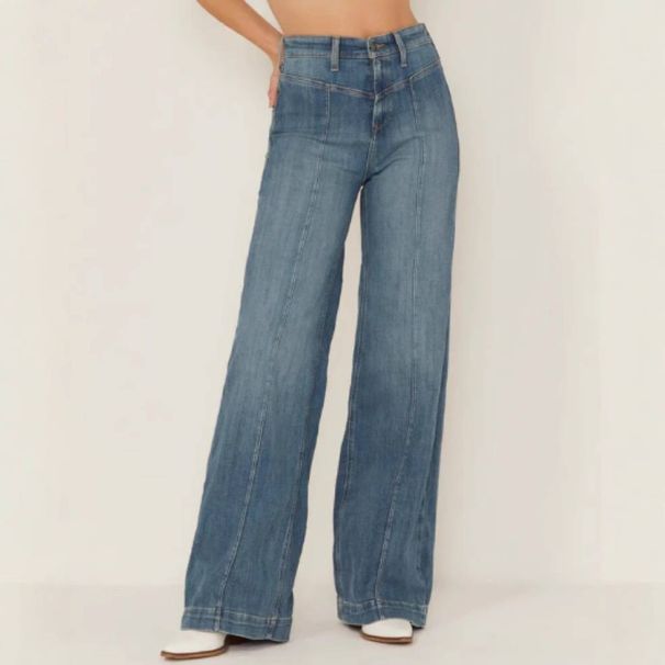 Women's Clothing Wide Leg Jeans High Waist Slim Taste Blue Drape Stretch Straight Pants_mkmklike.com