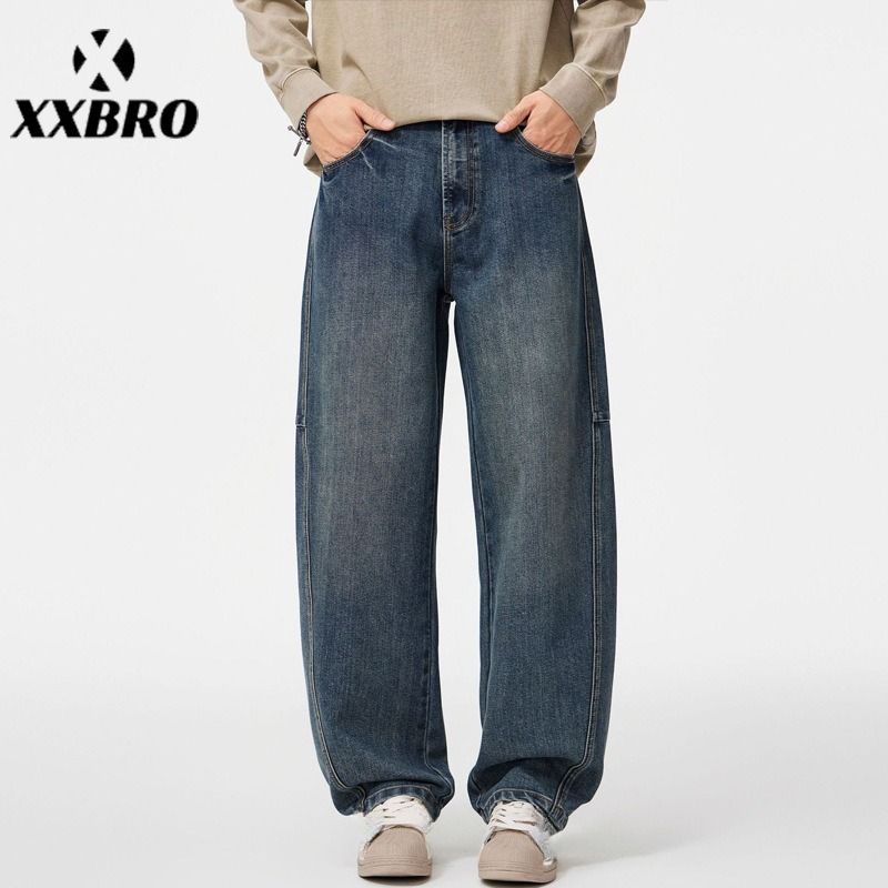 Men's Clothing Wide Leg Jeans Loose Straight American Retro Washed Casual Vibe Trousers Vintage Washed Denim Pants For Cleanfit Style_mkmklike.com
