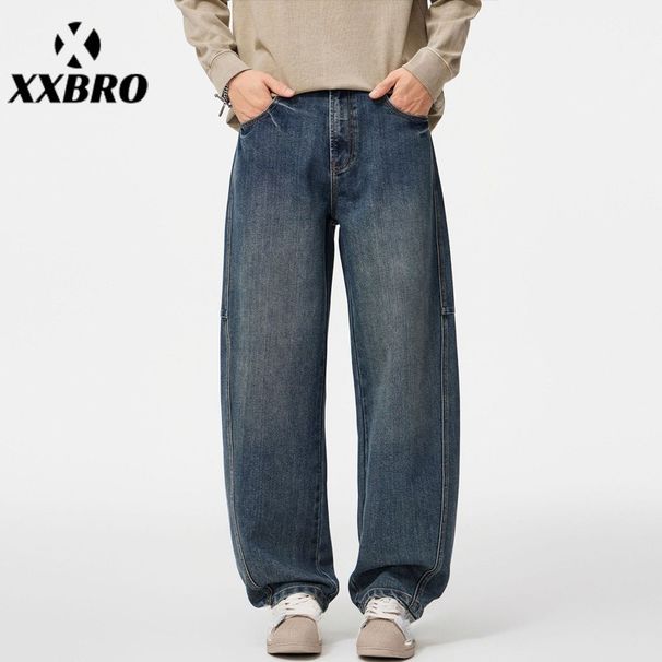 Men's Clothing Wide Leg Jeans Loose Straight American Retro Washed Casual Vibe Trousers Vintage Washed Denim Pants For Cleanfit Style_mkmklike.com