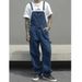 Men's Loose Fit Overalls Streetwear Long Pants Washed Denim Multiple Pockets_mkmklike.com