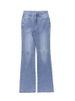 Women's High-Waisted Distressed Flare Jeans – Vintage Light Blue Denim, Boho Streetwear (Ripped Knee, Retro Bell Bottoms, Comfort Fit)_mkmklike.com