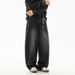 Retro Washed Silhouette Jeans Men's Scimitar Pants Loose Long Pants_mkmklike.com