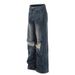 American Vintage Dirty Dye Waste Land Style Ripped Wide-Leg Jeans Unisex Patchwork Design Draped Floor-Length Pants For_mkmklike.com