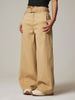 Women's High Waist Straight Leg Jeans - Casual Wide Leg Trousers With Detachable Belt In Khaki & Long_mkmklike.com